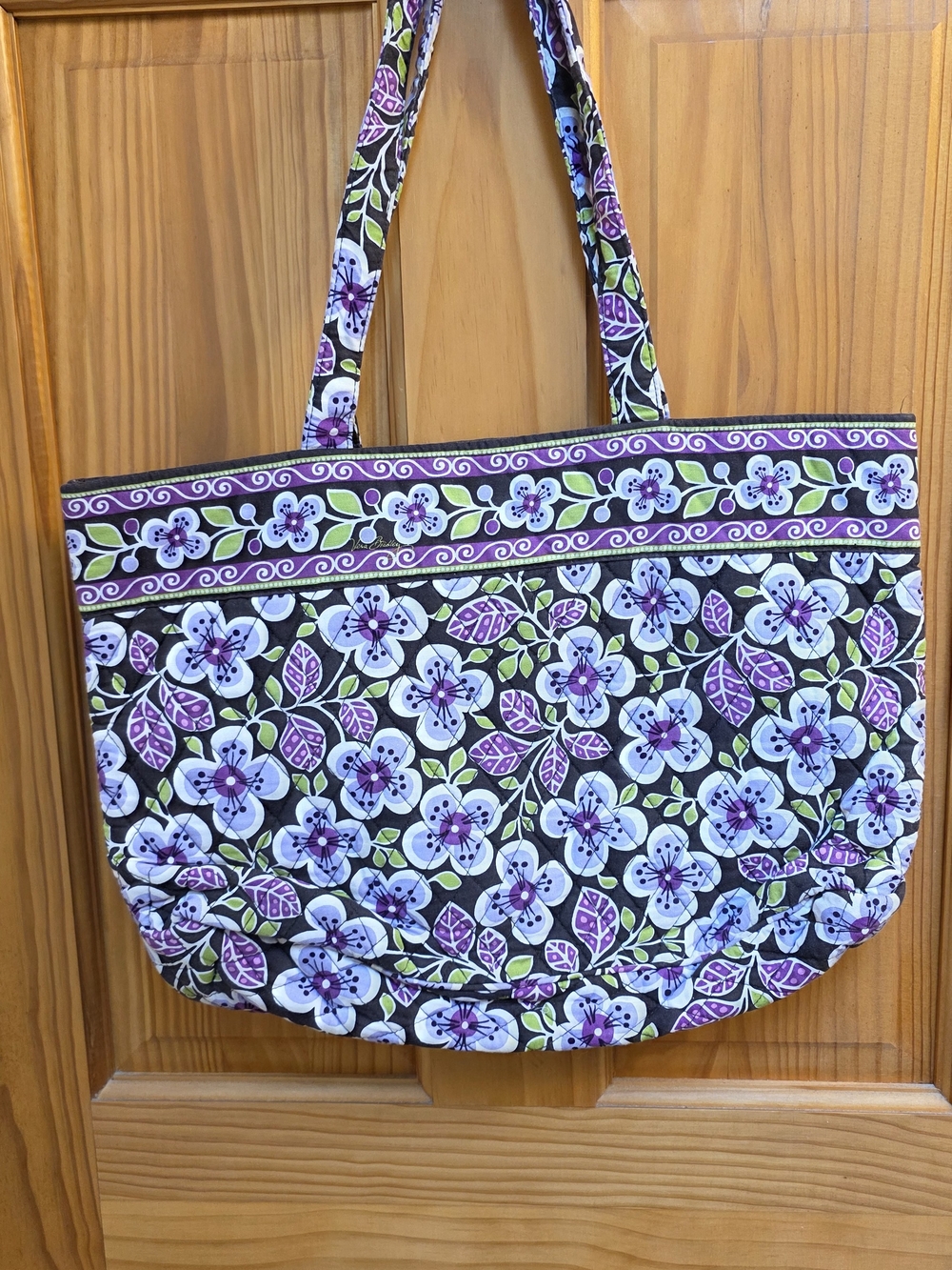 Vera Bradley Floral Quilted Tote in Purple, Green and White